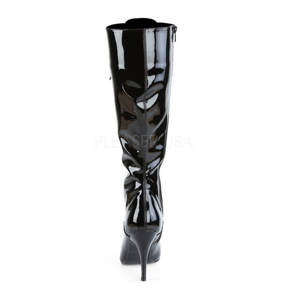 Patent Leather Lace Up Heel Knee High Boots - Picture 5 of 5